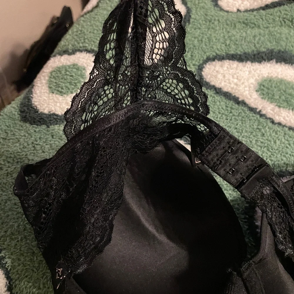 Nanette‎ Lepore Black Full-Coverage Push Up Padded Bra Intimates Lace 38C